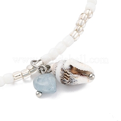 2 стиль летние эластичные браслеты на щиколотку из натурального жемчуга и круглых стеклянных бусин AJEW-AN00670-01