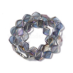 電気メッキガラスビーズセット  フル虹メッキ  菱形  パープル  18x15.5x5mm  穴：1.2mm  約35~37個/連  24.80~25.98インチ（63~66cm）&nbsp;EGLA-L032-FR05