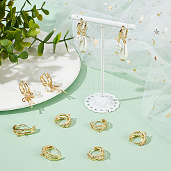 10шт латунные серьги-кольца с микро-паве из прозрачного кубического циркония&nbsp;KK-BBC0015-61