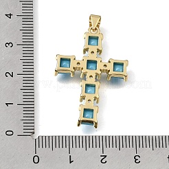Pendentifs en laiton sertis de micro-pavés de zircon cubique bleu ciel clair&nbsp;CU-CBAEEA8-20G