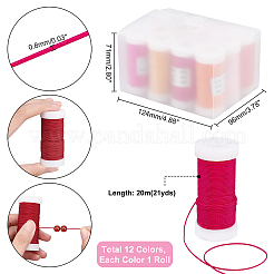 12 rouleaux de cordon nylon 12 couleurs&nbsp;OCOR-WH0066-69A