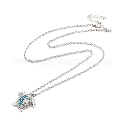 Ожерелье с подвеской в виде морских черепах с аквамарином и стразами для женщин NJEW-I113-02P