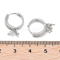 Серьги-кольца из серебра 925 пробы с родиевым покрытием и фианитами EJEW-B038-13P