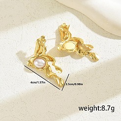 Серьги-гвоздики из нержавеющей стали 201 с винтажным искусственным жемчугом&nbsp;JD3123-3