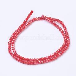 電気メッキガラスビーズセット  ABカラー  多面カット  ロンデル  クリムゾン  3.5x2.5~3 MMMM  穴：1mm  約139個/連  14インチ&nbsp;GLAA-F001-3x2mm-18AB
