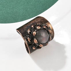 Латунь с натуральным лабрадоритом манжеты кольца RJEW-Z112-02R-02