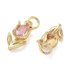 Ciondoli di San Valentino in ottone con micro pavé di zirconi rosa&nbsp;KK-T085-01G
