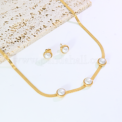 Sets aus Ohrsteckern aus Edelstahl und Imitationsperlen sowie Schlangenketten für Damen&nbsp;RK5130