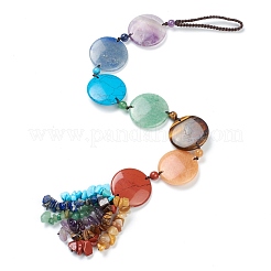 Ornement suspendu chakra rond plat&nbsp;AJEW-I059-04B