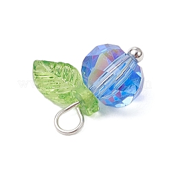 Прозрачные гальванические стеклянные бусины с прозрачными акриловыми подвесками и латунными булавками с шарообразными головками&nbsp;PALLOY-JF03593-02