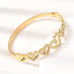 Brazaletes articulados de acero inoxidable 304 con cristales y rhinestone en forma de corazón hueco para mujer.&nbsp;SA-CBAF851-10G