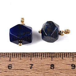 天然石ラピスラズリペンダント  ファセットナゲットチャーム  ゴールデントーン真鍮パーツ  13~15.5x8.5~15x8.5~15mm  穴：1.2~1.8mm  約5個/袋&nbsp;GG-N004-03G-05