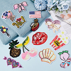 15 Stück 15 Stile Pailletten-Stickerei-Aufnäher zum Aufbügeln&nbsp;DIY-CY0001-11