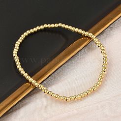 Bracelets extensibles en perles rondes en laiton pour hommes femmes&nbsp;BJEW-B148-05A-G