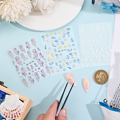 3 шт. 3 стиля пластиковых рельефных наклеек для дизайна ногтей с изображением морских животных&nbsp;MRMJ-CP0001-42B