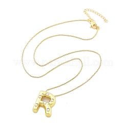 Collane a catena con ciondolo a forma di lettera in perle di ottone e plastica per donna&nbsp;LS-NJEW-U017-01G-18