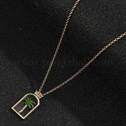 Арка с кокосовой пальмой латунные эмалевые подвески ожерелья NJEW-H051-03G