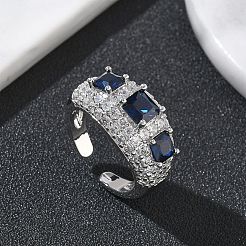 Offene Manschettenringe aus Messing mit Mikropavé und Zirkonia für Damen&nbsp;RJEW-L343-13P