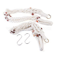 2 suspension pour plante en macramé fait main en polyester avec perles de bois&nbsp;AJEW-HS0001-47A