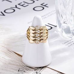 Messing Micro Pave klare Zirkonia Manschette Fingerringe&nbsp;RJEW-G337-34G