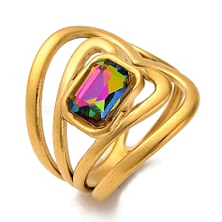 Кольцо-солитер из нержавеющей стали 304 со стразами RJEW-Q822-14G