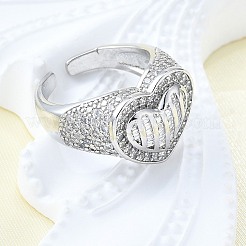 Латунные кольца-манжеты с микропаве и прозрачным цирконием для женщин RJEW-G347-01P