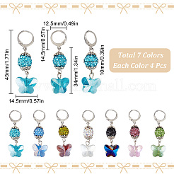 28 Stück 7 Stile Schmetterling Glas Anhänger Verriegelung Stich Marker&nbsp;HJEW-SC00092