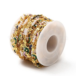 Красочный эмалевый дельфин с дурным глазом и латунными плоскими круглыми звеньями CHC-A006-15G