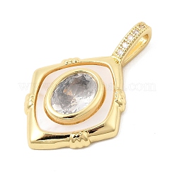 Латунные микропаве прозрачные подвески с фианитом&nbsp;KK-Z147-05G