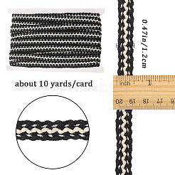 編みこみの綿リボン  服飾材料  銀  1/2インチ（12mm）  10ヤード/カード&nbsp;DIY-WH0082-36A