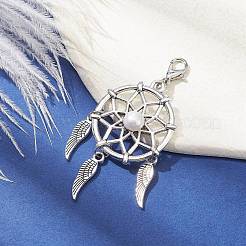 Тканая сетка/паутина с подвеской из сплава в тибетском стиле с перьями X1-HJEW-JM01387-02