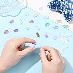 84шт 14 цвета прозрачные окрашенные распылением стеклянные бусины&nbsp;GLAA-SC0002-87