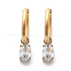 Серьги-кольца из нержавеющей стали 304 с ионным покрытием (IP) и микропаве из кубического циркония STAS-R004-07G-02