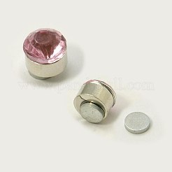 ラインストーン付きステンレススチール製磁気スタッドピアス  フラットラウンド  ミックスカラー  直径約5mm  厚さ5mm  12のペア/ボード&nbsp;EJEW-I054B-M