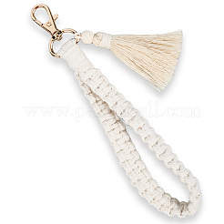 Брелок с кисточкой из сплава хлопка и полиэстера&nbsp;KEYC-WH20026-01B