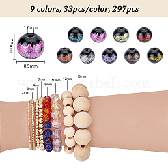 297шт 9 цвета стеклянные бусины GLAA-PH0003-30