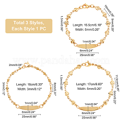 3шт. 3 стиля браслетов из нержавеющей стали 304 с овальными звеньями для женщин&nbsp;BJEW-UN0001-24
