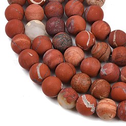 Нити бусин из натуральной матовой красной яшмы&nbsp;G-C270-M01-10mm