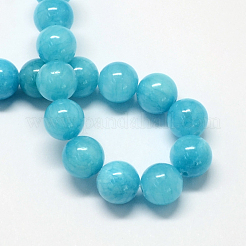 Chapelets de perles de pierres en jade jaune teinte&nbsp;X-G-R271-6mm-Y05