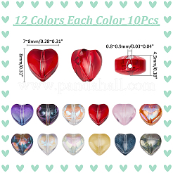 120 шт. 12-цветные прозрачные стеклянные бусины EGLA-WR0001-09