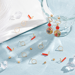 30 шт. 3 стильных латунных серег-гвоздиков Cricle KK-AR0002-99