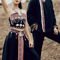 Вышивка полиэфирными лентами в этническом стиле&nbsp;OCOR-WH0079-40B