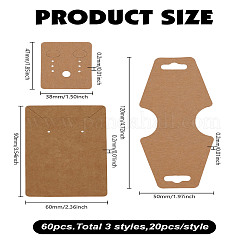 60 pz 3 stili di carte espositive in carta kraft per orecchini&nbsp;CDIS-LP0001-22