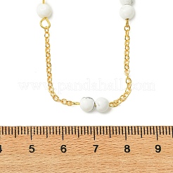 Colliers pour femmes avec perles rondes en howlite naturelle de 5 mm et chaîne en laiton.&nbsp;NJEW-JN06378-01