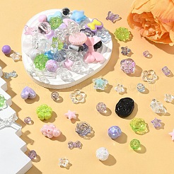 不透明・透明アクリルビーズ 60g  混合図形  暗い蘭  7.5~33x7.5~43.5x4.5~16mm  穴：1.2~4mm&nbsp;MACR-YW0003-82A