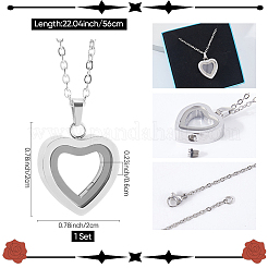 1 pezzo di collana con ciondolo a forma di cuore in acciaio inossidabile per urna portacenere&nbsp;NJEW-CN0001-17P