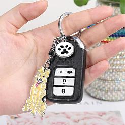 Wewaysmile 犬用キーホルダー 車用キーホルダー ペット用ペンダント キーリング 可愛い犬用キーリング ポータブル メタルキーホルダー ペット愛好家へのギフト 誕生日 子犬テーマ パーティー用品 (ウルフハウンド)  プラチナ  11x2.27cm&nbsp;JX802A