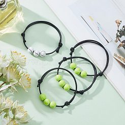 20 Stück 2 Farben Kunststoff-Armbänder mit runden Perlen und Wachsseil&nbsp;BJEW-GF0001-11