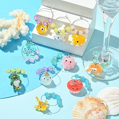 Подвески для бокалов из смолы на тему океана AJEW-JO00243