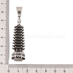 304ステンレススチール製ビッグペンダント  パゴダチャーム  アンティークシルバー  52.5x14.5x13mm  穴：10x6mm&nbsp;STAS-K283-29AS